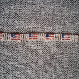 Crystal Rhinestone Bracelet with Flag Motif